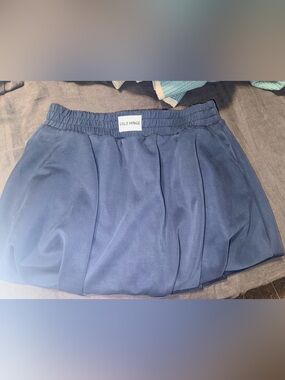 Gold hinge Navy Blue Pleated Mini Skirt